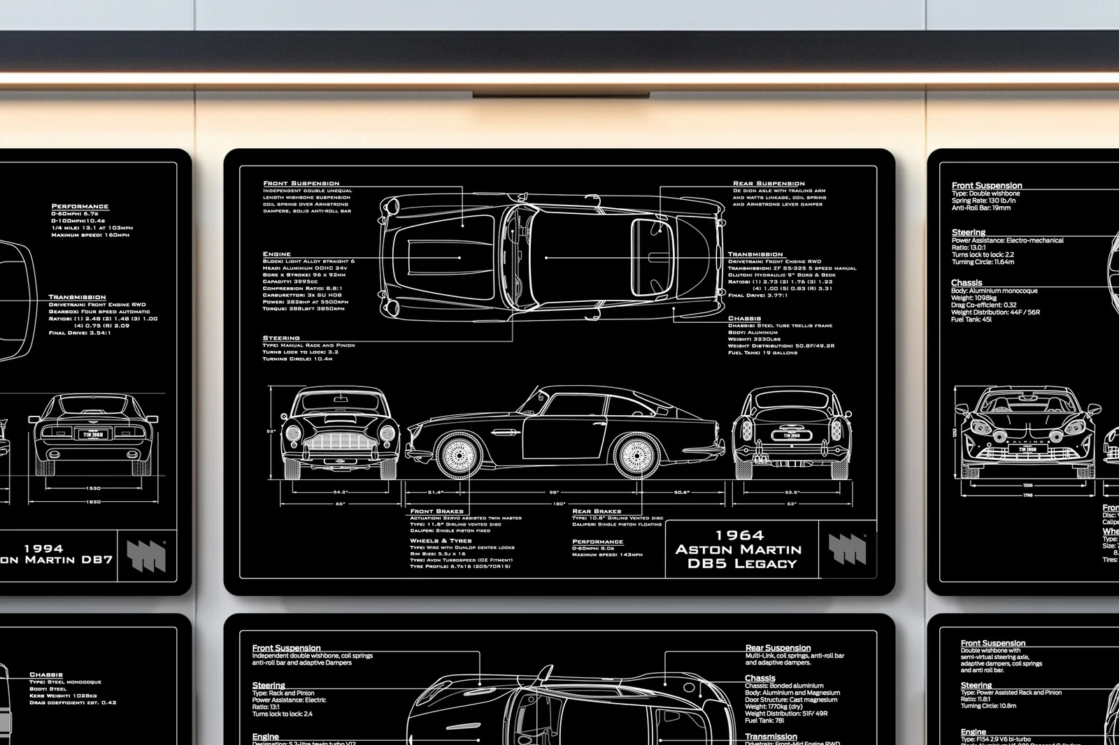 1964 Aston Martin DB5 Legacy, close on the workshop wall