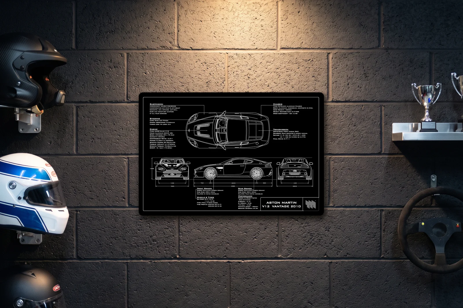 2010 Aston Martin V12 Vantage, on a racing wall, landscape